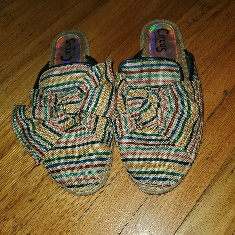 Sam Edelman open back mutli color slides with bow